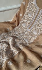Load image into Gallery viewer, Women's Lakhnavi Handcrafted Maheshwari Mul Chanderi Unstitched Kurta And Dupatta Set - HONC0301252