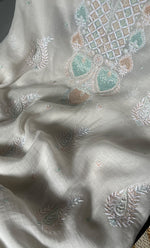 Load image into Gallery viewer, Women's Lakhnavi Handcrafted Mul Chanderi Unstitched Kurta And Dupatta Set - HONC0307461