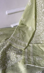 Load image into Gallery viewer, Women's Lakhnavi Handcrafted Mul Chanderi Semi - Stitched Kurta And Dupatta Set- HONC0282429