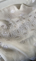 Load image into Gallery viewer, Women's Lakhnavi Handcrafted Pure Organza Chikankari Unstitched Kurta And Dupatta Set- HONC0359777