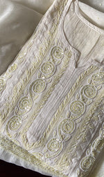 Load image into Gallery viewer, Aaliyah Women's Lakhnavi Handcrafted Mul Chanderi Semi - Stitched Kurta And Dupatta Set - HONC0253631