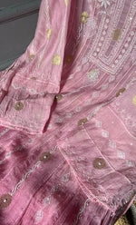 Load image into Gallery viewer, Izna Women's Lakhnavi Handcrafted Mul Chanderi Semi - Stitched Anarkali And Dupatta Set - HONC0302882