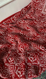 Load image into Gallery viewer, Women's Lakhnavi Handcrafted Maheshwari Mul Chanderi Unstitched Kurta And Dupatta Set - HONC0330509