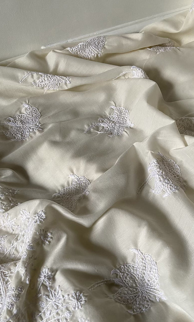 Women's Lakhnavi Handcrafted Unstitched Cotton Chikankari Suit Material - HONC0317002