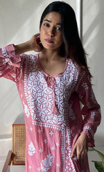 将图像加载到图库查看器中, Women's Lucknowi Handcrafted Muslin Chikankari Kurti - HONC0292604