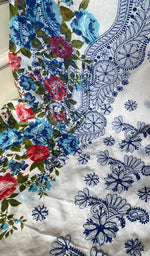 将图像加载到图库查看器中, Women's Lakhnavi Handcrafted Cotton Chikankari Unstitched Kurti Fabric - HONC0284335