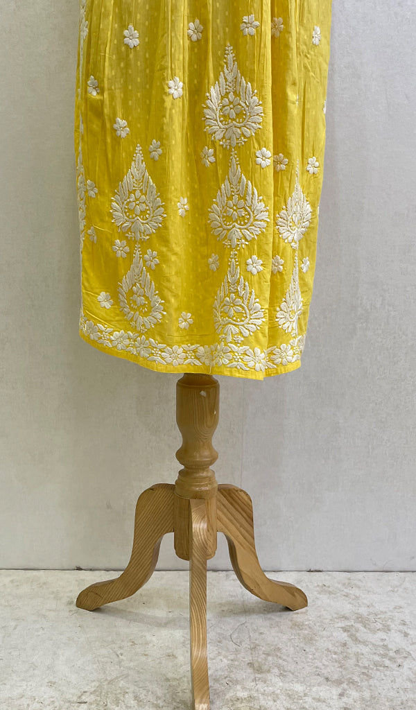 Women's Lucknowi Handcrafted Printed Cotton Chikankari Gown - HONC0150411