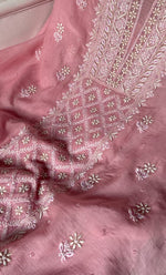 将图像加载到图库查看器中, Rishana Women's Lakhnavi Handcrafted Mul Chanderi UnStitched Kurta And Dupatta Set - HONC0318517