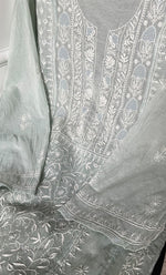 将图像加载到图库查看器中, Women's Lakhnavi Handcrafted Chanderi Silk Semi - Stitched Anarkali And Dupatta Set - HONC0304456