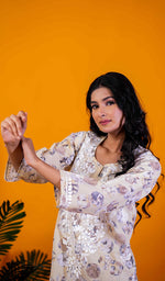 Load image into Gallery viewer, Ruskshi Women's Lakhnavi Handcrafted Cotton Chikankari Kurta And Palazzo Set - HONC0191211