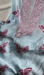 将图像加载到图库查看器中, Women's Lakhnavi Handcrafted Mul Chanderi Unstitched Kurta And Dupatta Set - HONC0295608