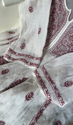 Load image into Gallery viewer, Women's Lakhnavi Handcrafted Mul Chanderi Semi -stitched Kurta And Dupatta Set - HONC0278065