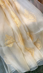 将图像加载到图库查看器中, Women's Lucknowi Handcrafted Pure Organza Silk Chikankari SAREE - HONC0228639