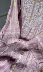 Load image into Gallery viewer, Izna Women's Lakhnavi Handcrafted Mul Chanderi Semi - Stitched Anarkali And Dupatta Set - HONC0302870