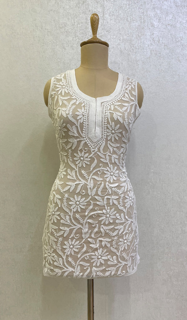 Women's Lucknowi Handcrafted Faux-Georgette Chikankari Top - HONC0140467