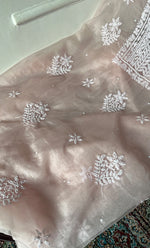 Load image into Gallery viewer, Women's Lakhnavi Handcrafted Organza Chikankari Unstitched Full Suit Material - HONC0284601