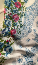 将图像加载到图库查看器中, Women's Lakhnavi Handcrafted Cotton Chikankari Unstitched Kurti Fabric - HONC0284337