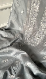 Load image into Gallery viewer, Women's Lucknowi Handcrafted Chanderi Silk Unstitched Chikankari Kurta and Dupatta Set- HONC0288648