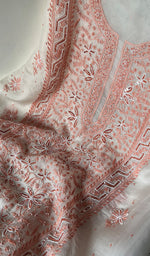 将图像加载到图库查看器中, Women's Lakhnavi Handcrafted Pure Organza Chikankari Unstitched Kurta And Dupatta Set - HONC0270716