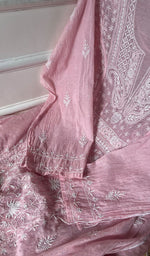 将图像加载到图库查看器中, Women's Lakhnavi Handcrafted Mul Chanderi Semi - Stitched Kurta And Dupatta Set - HONC0277646