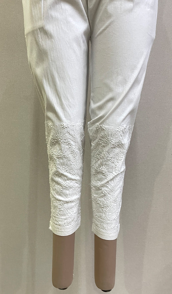 Women's Lakhnavi Handcrafted Cotton Chikankari Pant - HONC0214885