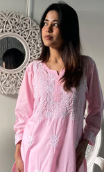 Load image into Gallery viewer, Women's Lucknowi Handcrafted Cotton Chikankari Kurti - HONC0330760