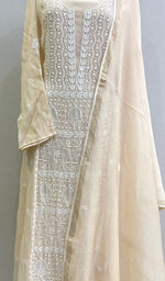 Load image into Gallery viewer, Women's Lakhnavi Handcrafted Mul Chanderi Semi Stitched Kurta And Dupatta Set- HONC0174190