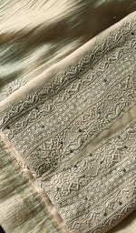 Load image into Gallery viewer, Women's Lakhnavi Handcrafted Mul Chanderi Chikankari Unstitched Kurta Dupatta Set - HONC0235823