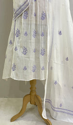 Load image into Gallery viewer, Women's Lakhnavi Handcrafted Mul Chanderi Semi - Stitched Kurta And Dupatta Set - HONC0224782