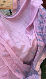 Load image into Gallery viewer, Women's Lakhnavi Handcrafted Mul Chanderi Chikankari Saree - HONC0273492