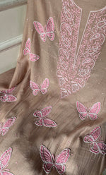 Load image into Gallery viewer, Women's Lakhnavi Handcrafted Mul Chanderi Unstitched Kurta And Dupatta Set - HONC0302246