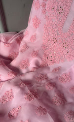 将图像加载到图库查看器中, Women's Lakhnavi Handcrafted Unstitched Faux-Georgette Chikankari Suit Material - HONC0263060