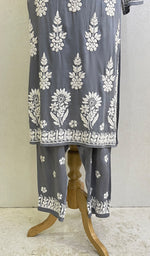 Load image into Gallery viewer, Women's Lakhnavi Handcrafted Modal Cotton Chikankari Kurta And Palazzo Set - HONC014311