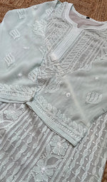 将图像加载到图库查看器中, Women's Lakhnavi Handcrafted Viscose Georgette Chikankari Kurti- HONC0276117