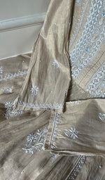 Load image into Gallery viewer, Women's Lakhnavi Handcrafted Tissue Chanderi Semi - Stitched Kurta And Dupatta Set - HONC0297192