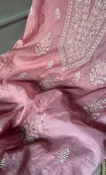 Load image into Gallery viewer, Women's Lakhnavi Handcrafted Mul Chanderi Unstitched Kurta And Dupatta Set - HONC0296490