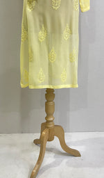 将图像加载到图库查看器中, Sadaf Women's Lakhnavi Handcrafted Viscose Georgette Chikankari Kurti - HONC0174149