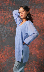 Load image into Gallery viewer, Women's Lucknowi Handcrafted Viscose Georgette Chikankari Top - HONC0327547