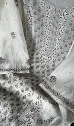 Load image into Gallery viewer, Saziya Women's Lakhnavi Handcrafted Mul Chanderi Semi - Stitched Kurta And Dupatta Set - HONC0300392