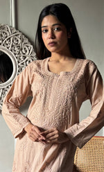 Load image into Gallery viewer, Women's Lakhnavi Handcrafted Cotton Chikankari Kurta And Palazzo Set - HONC0320564