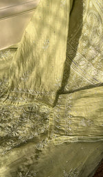 将图像加载到图库查看器中, Women's Lakhnavi Handcrafted Mul Chanderi Semi - Stitched Kurta And Dupatta Set - HONC0296166
