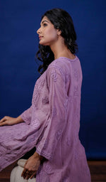 Load image into Gallery viewer, Women's Lakhnavi Handcrafted Viscose Georgette Chikankari Kurti - HONC0200203