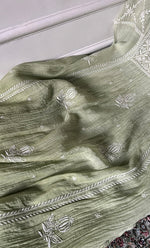 将图像加载到图库查看器中, Izana Women's Lakhnavi Handcrafted Mul Chanderi Semi - stitched Chikankari Full Suit Material - HONC0333507