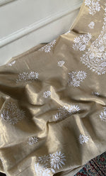 将图像加载到图库查看器中, Women's Lakhnavi Handcrafted Tissue Chanderi Unstitched Chikankari Kurta And Dupatta Set - HONC032400