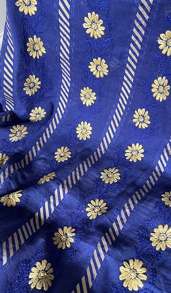 Women's Lakhnavi Handcrafted Kota Cotton Chikankari Unstitched Kurti Fabric - N7567