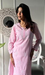 Load image into Gallery viewer, Women's Lucknowi Handcrafted Cotton Chikankari Kurti - HONC0330706