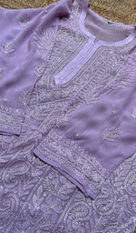 将图像加载到图库查看器中, Women's Lakhnavi Handcrafted Viscose Georgette Chikankari Kurti- HONC0276122