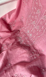 Load image into Gallery viewer, Women's Lakhnavi Handcrafted Mul Chanderi Unstitched Chikankari Full Suit Material - HONC0314657