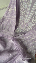 Load image into Gallery viewer, Women's Lakhnavi Handcrafted Mul Chanderi Semi - Stitched Anarkali And Dupatta Set - HONC0374948