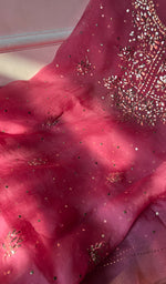 将图像加载到图库查看器中, Marifa Women's Lakhnavi Handcrafted Pure Organza Chikankari Unstitched Kurta And Dupatta Set- HONC0301641